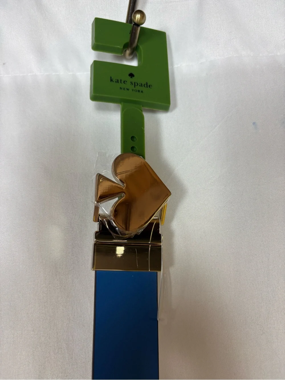 Kate Spade Blue & Cream Reversible Heart Accent Belt